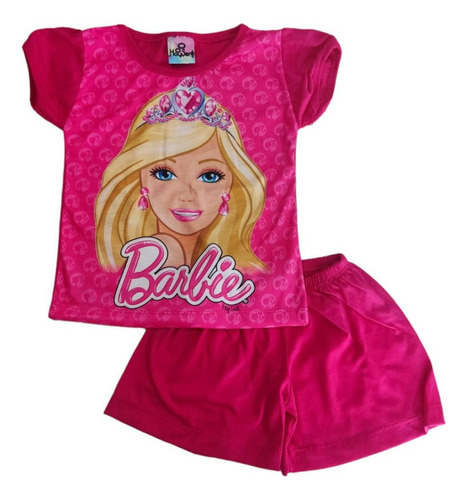 Pijama De Verano Niña Barbie 2 Piezas Remera Shor Conjunto