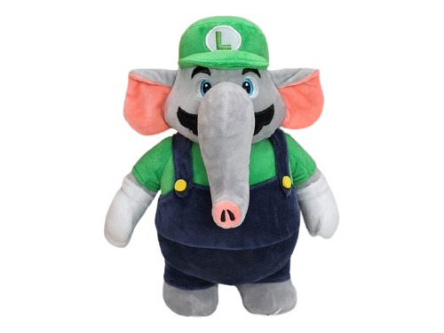 Peluche Super Mario Wonder Luigi Elefante Nintendo 27 Cm