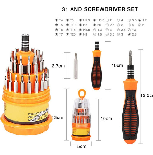 Destornillador Con 31 Puntas Intercambiables Magnetico