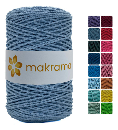 Cuerda Cordón De Algodón Para Macramé 2mm 500g Colores Color Azul Claro