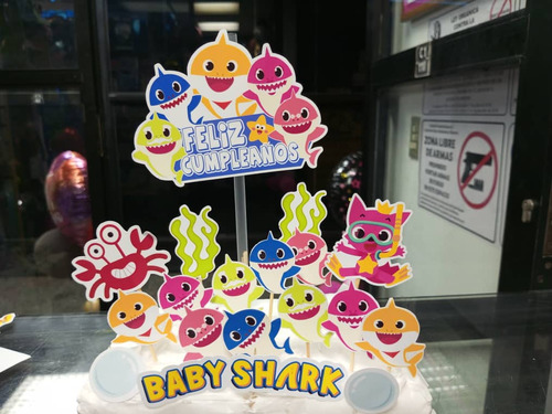 Topper De Torta Baby Shark Cumpleaños 