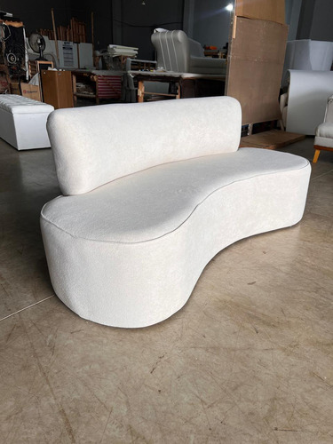 Sofá Curvo Sala De Estar Recepção Psicólogo 180 Cm Boucle Cor Branco Desenho Do Tecido Bucle Amarena Móveis