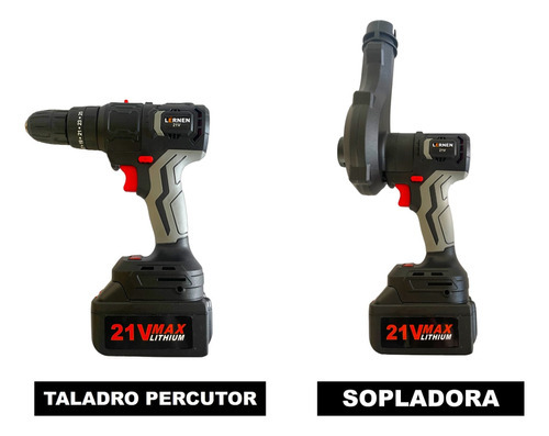 Imagen 4 de 8 de Combo Taladro + Herramientas Eléctricas 10 En 1 + 2 Baterías Color Gris