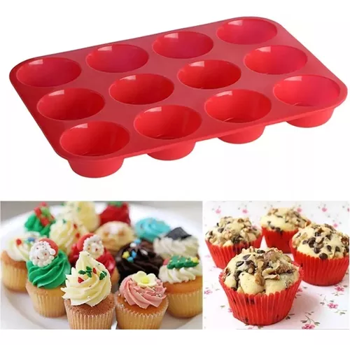 Molde Silicona X12 Goma Horno Reposteria Muffins Cupcakes