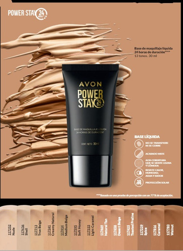 Base De Maquillaje Liquida Power Stay Tono True Beige Avon