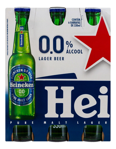 Cerveja Heineken Premium Cero Lager 330ml 6 u