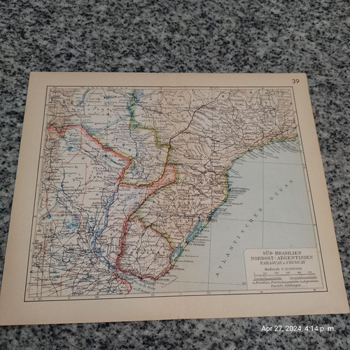 Mapa Alemán De Brasil, Paraguay Y Uruguay - 1939