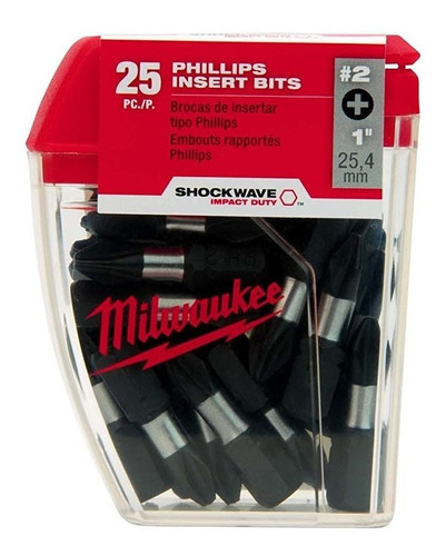 Imagen 2 de 2 de Set 25 Puntas Impacto Ph2x1 Milwaukee 4832-4604