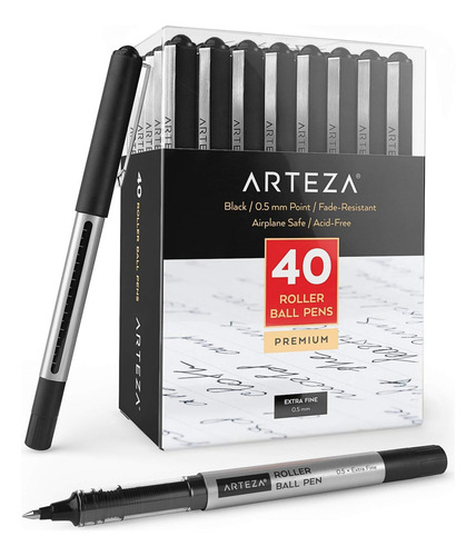 Bolígrafo Lapiceras Arteza, 40 Unidades, Color Negro