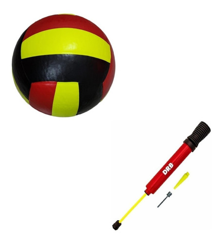 Combo Pelota Cuero Beach Volley Voley + Inflador Dribbling