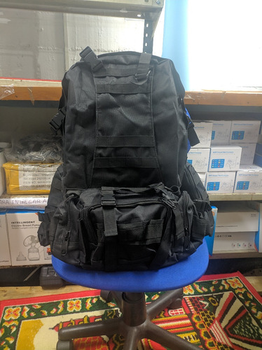 Imagen 6 de 8 de Mochila Táctica Militar Negra 55 Litros Desmontable Mli Zoo