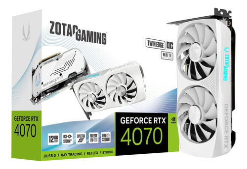 Zotac Gaming Geforce Rtx 4070 Individual Edge Oc White Edition Dlss 3 12gb Gddr6x 192-bit 21 Gbps Pcie 4.0 Tarjeta Gráfica Compacta Para Juegos, Icestorm 2.0 Advanced Cooling, Spectra Rgb Lighting