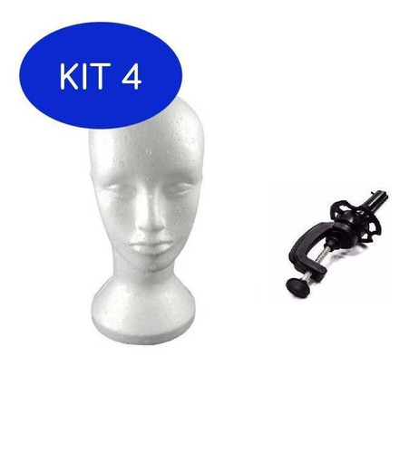 Kit 4 Cabeça De Isopor + Suporte De Mesa Para Confecção De