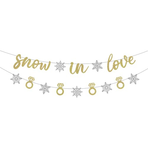 Snow In Love Banner, Glitter Silver Winter Bridal Showe...