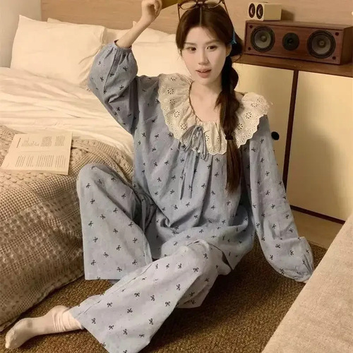 Conjunto De Pantalones De Manga Larga Con Pijama De Algodón