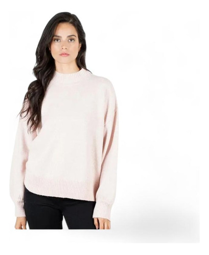 Sweater Cuello Alzado Mujer Ellus Oversize Rosado