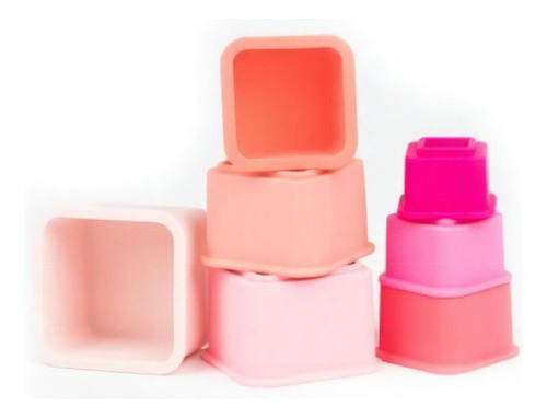 Cubos De Silicona Apilables Para Niños Marca Bella Tunno Color Rosa
