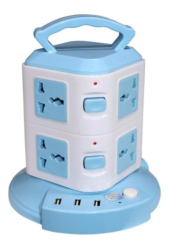 Regleta Tipo Torre De 8 Tomas Universales + 3 Puertos Usb 