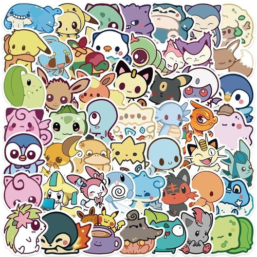 Set Pokémon Stickers 50 Unidades - 7 Cm Aprox