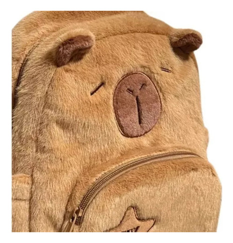 New Mochila Capibara Backpack Carpicho Capybara Peluche Color Marrón