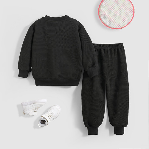 Conjunto Deportido Casual De Sudarera, Pantalones Para Ninos Negro 2-3 A