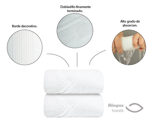 Toalla De Manos Blanco Suave Algodón Premium