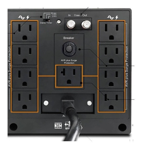 Regulador Cdp R-avr2408 2400va/1800w Con 8 Contactos.