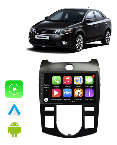 Central Multimidia Android Auto Cerato 2011 2012 2013 Waze Cor Ar Digital Preto