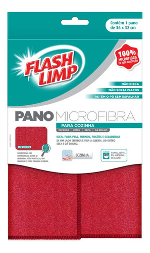 Pano Para Pia De Cozinha Microfibra Absorvente Enxuga Limpa Cor Vermelho