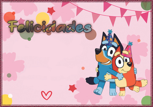 Oblea Rectangular Para Pastel Bluey 5 En Tinta Comestible.