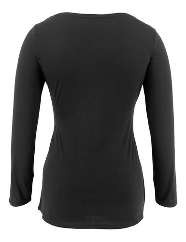 Top De Lactancia De Manga Larga Liso Con Cuello En V Y Volan