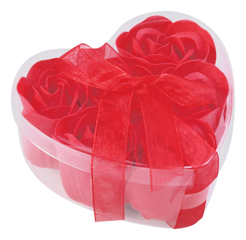 Caja De Regalo De Rosa Roja En Forma De Corazón De 6 Piezas