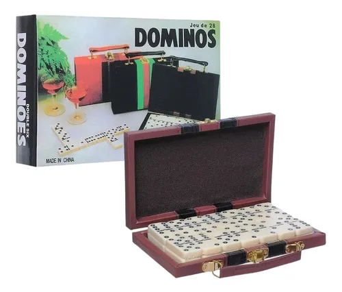 DOMINO 28 PECAS DE OSSO COM MALETA DE COURO JOGO PROFISSIONAL ESTOJO