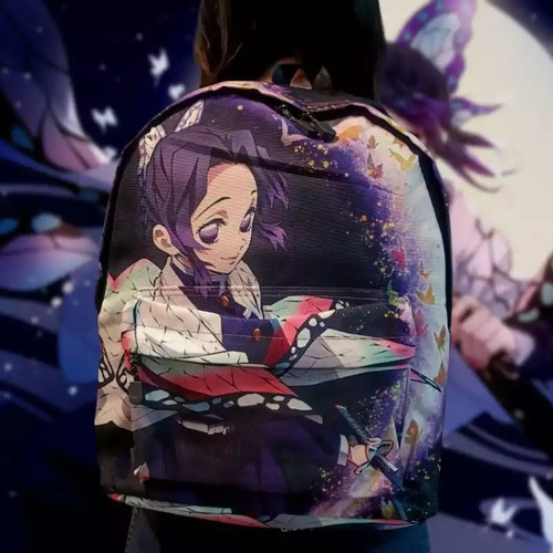 Imagen 3 de 4 de Mochila Estuche Shinobu Kocho Anime Kimetsu No Yaiba
