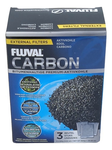Carbon Activado Para Filtro Fluval Caja 300 Gr C/3 Repuestos