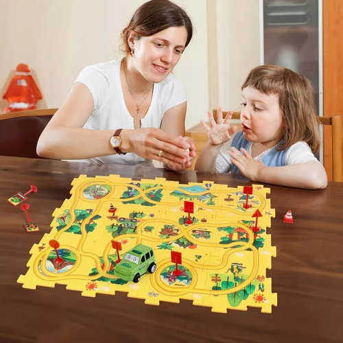 Coche De Pista De Rompecabezas 25 Pz Dinosaurio