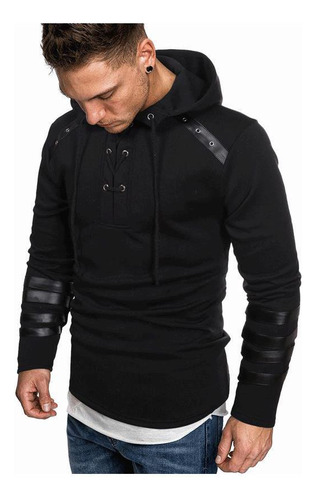 Sudadera Casual De Cuero Con Capucha Para Hombre