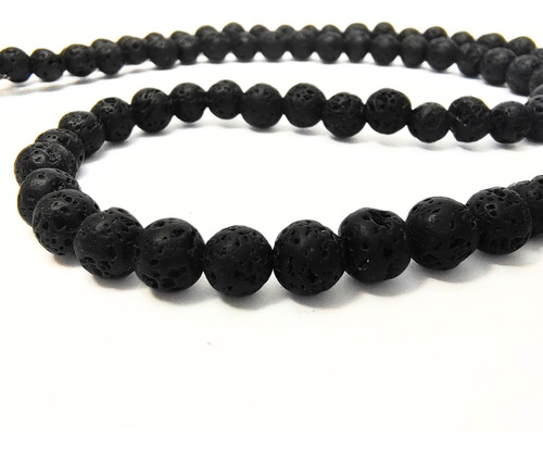 Collar Piedra Negra Hombre 6 Mm 50 Cm