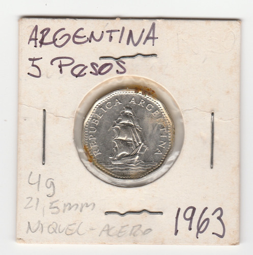 Moneda Argentina 5 Pesos 1963 Xf