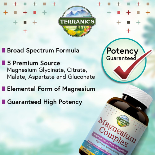 Complexo De Magnésio Terranics 500 Mg, 120 Cápsulas Vegetais