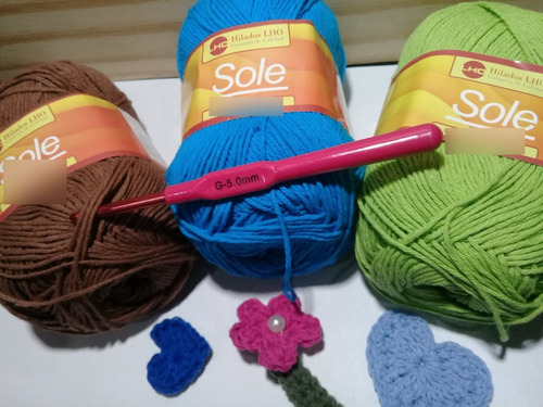 Kit 3 Hilos Y 1 Aguja Crochet, Ideal Para Amigurumi!!