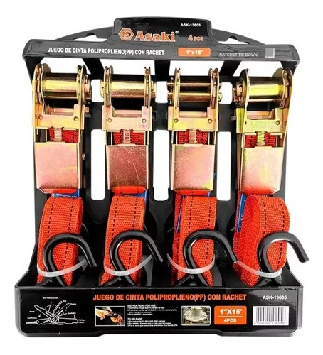 Set Kit Juego Eslinga Cinta Amarre 4 Piezas