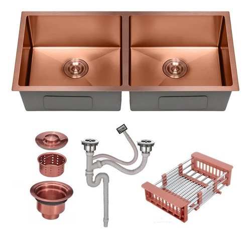 Cuba Dupla Inox Quadrada Cozinha Pia Gourmet Nano Rose 75x41 Revomax Cuba Gourmet Cor Rose