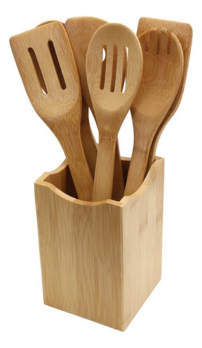 Juego De Utensilios De Cocina De Bambú, 7 Piezas