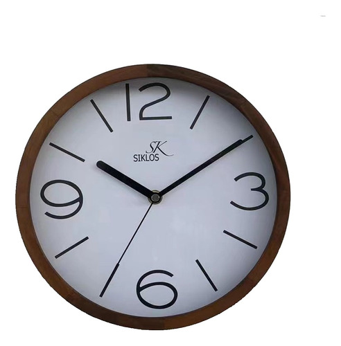 Reloj Pared Madera Siklos 25 Cm Blanco Silencioso