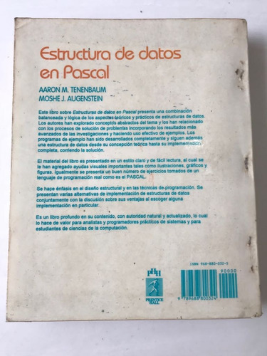 Estructura De Datos En Pascal Tenenbaum Y Augenstein (Usado)