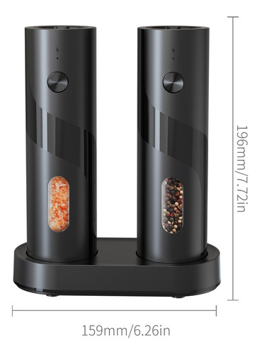 2 Multi-grinders De Sal Y Pimienta Con Base De Carga Y Leds