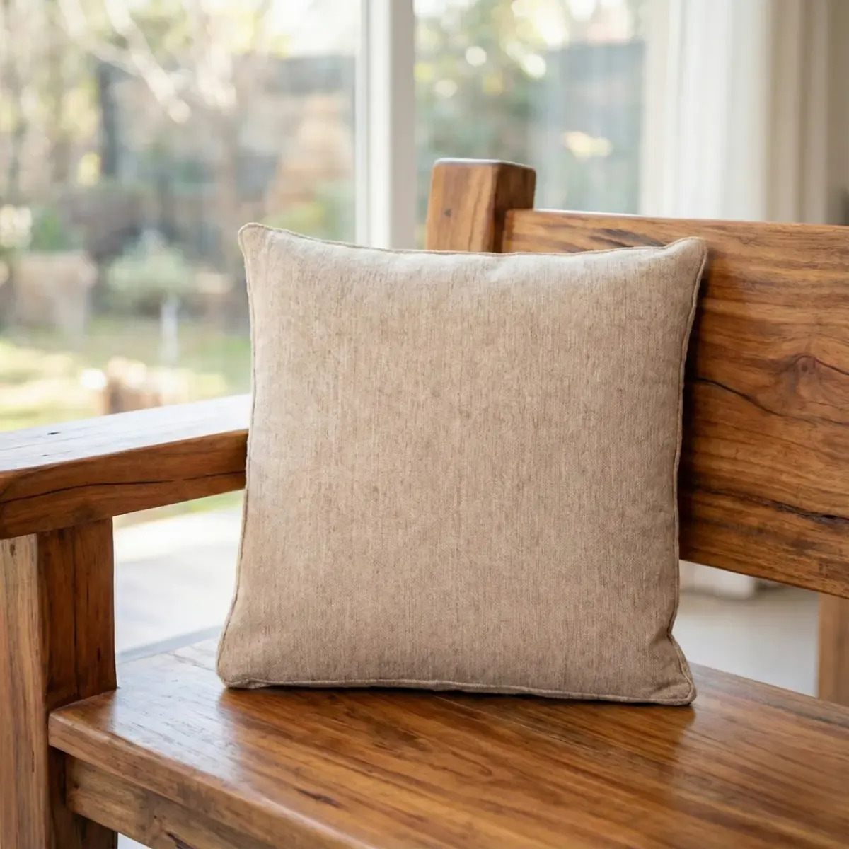 Almohadón Chenille Para Sillón De Algarrobo De 50x50x10 Cm Beige Chenille