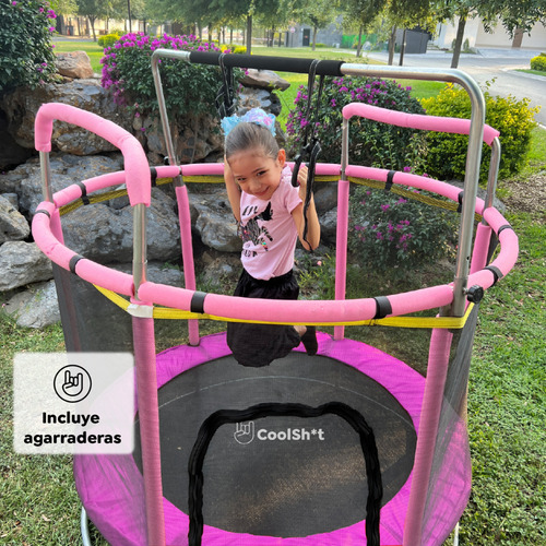 Brincolin Infantil Trampolin Para Niños Brincolin 1.40 M Lona de salto Negro Cobertor de resortes Rosa