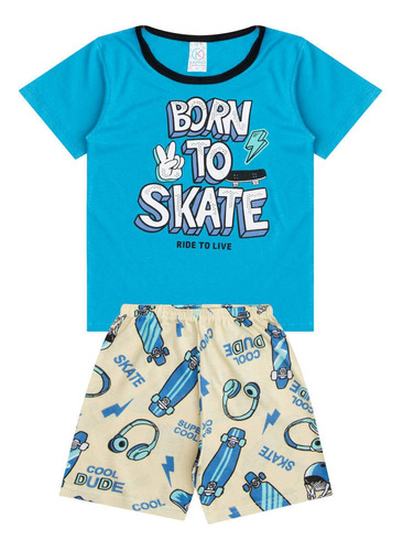 Conjunto Pijama Infantil Menino Algodão Estampa Skate